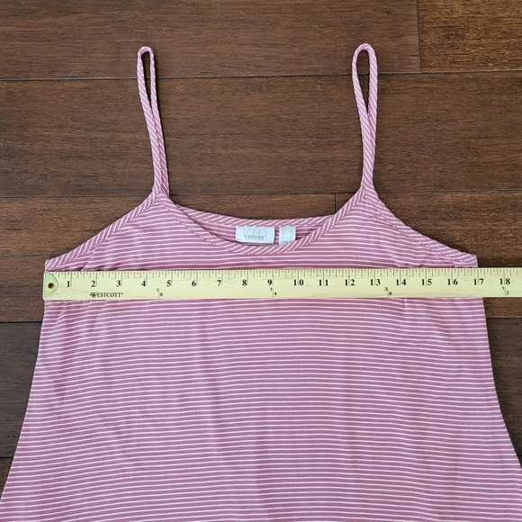 LOGO Layers Lori Goldstein Size L Cadet Pink Striped Camisole w/ Asymmetric Hem - Picture 7 of 8